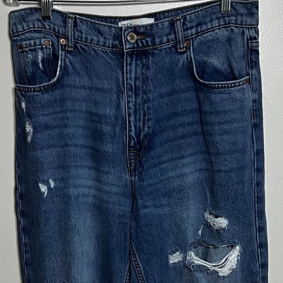 Zara Jeans Womens The 90s Full Length Vtg Style Distressed Raw Hem Denim Size 10 - Picture 1 of 9